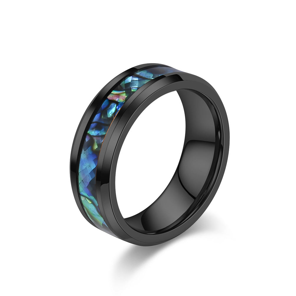Wolframkarbid Paarringe mit Abalone-Einlage - Edle Partnerringe in Titanoptik - Kratzfeste Hochzeitsringe für Paare - Moderner Unisex-Schmuck