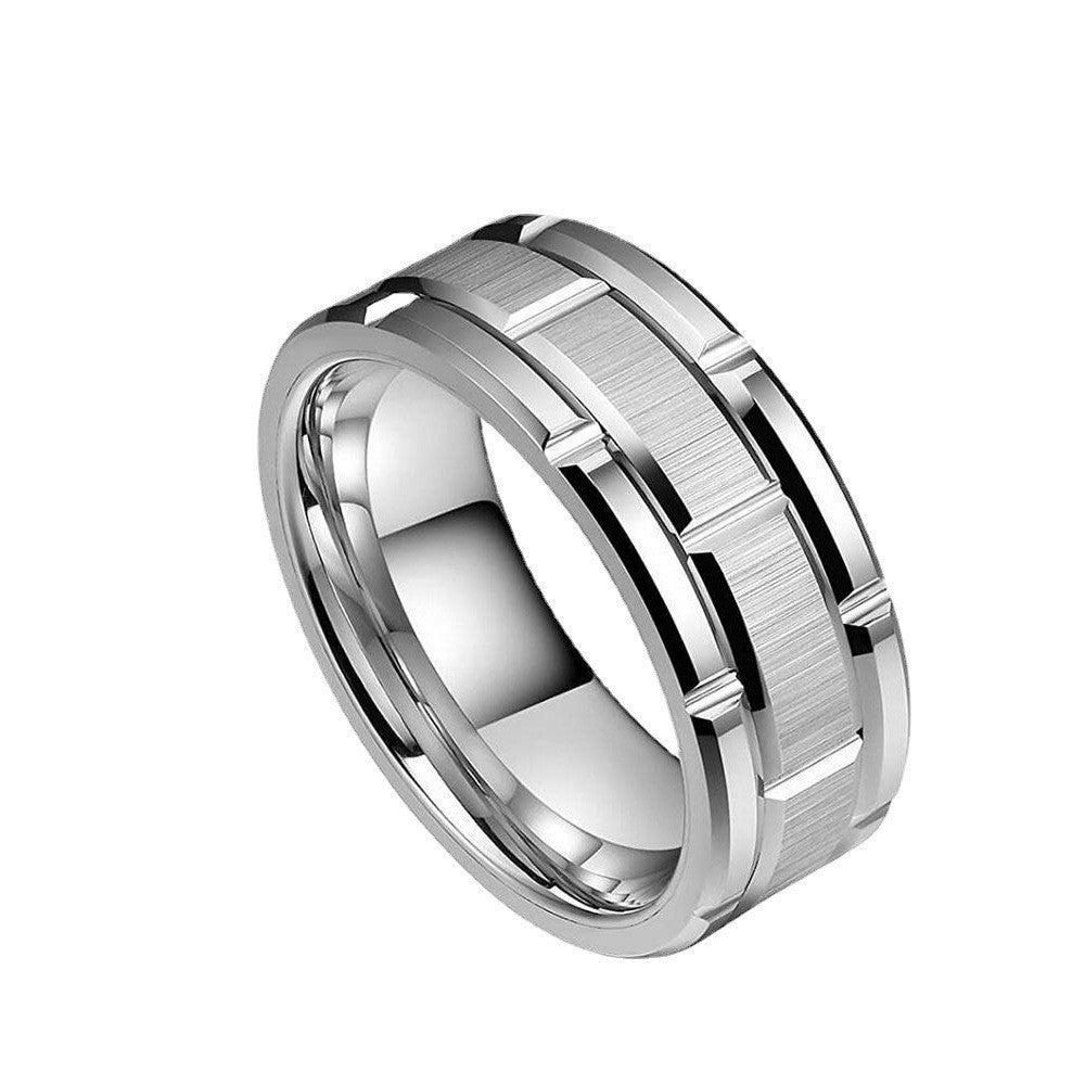 Wolframring mit Radfelgen-Design