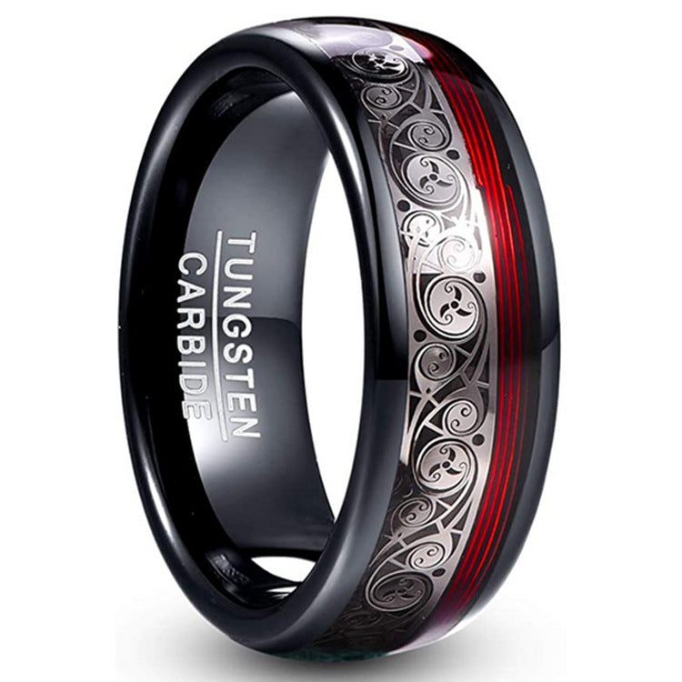 8mm Wolfram-Ring – Gebogene Form, Gitarrensaiten-Design, geschwärzt