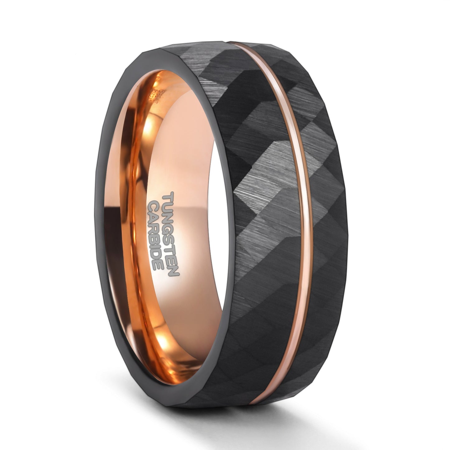Tungsten steel diamond pattern couple rings by PIOWNN®