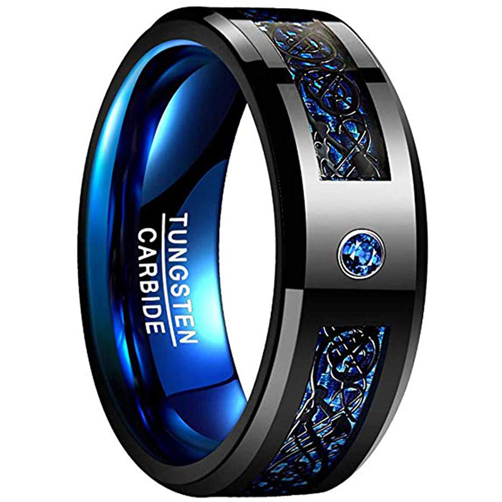 PIOWNN® 8mm Wolframcarbid-Ring mit Carbonfaser - Industrieller Herrenschmuck