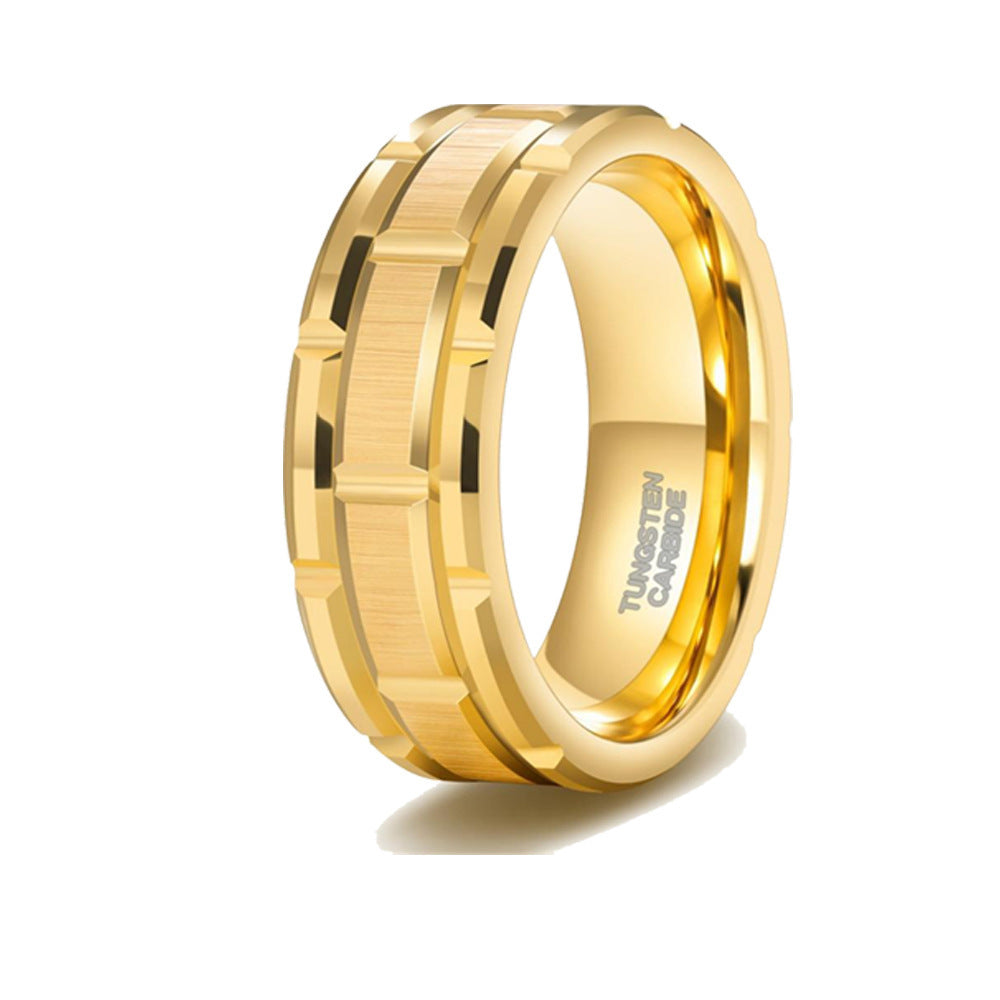 Wolframring mit Radfelgen-Design