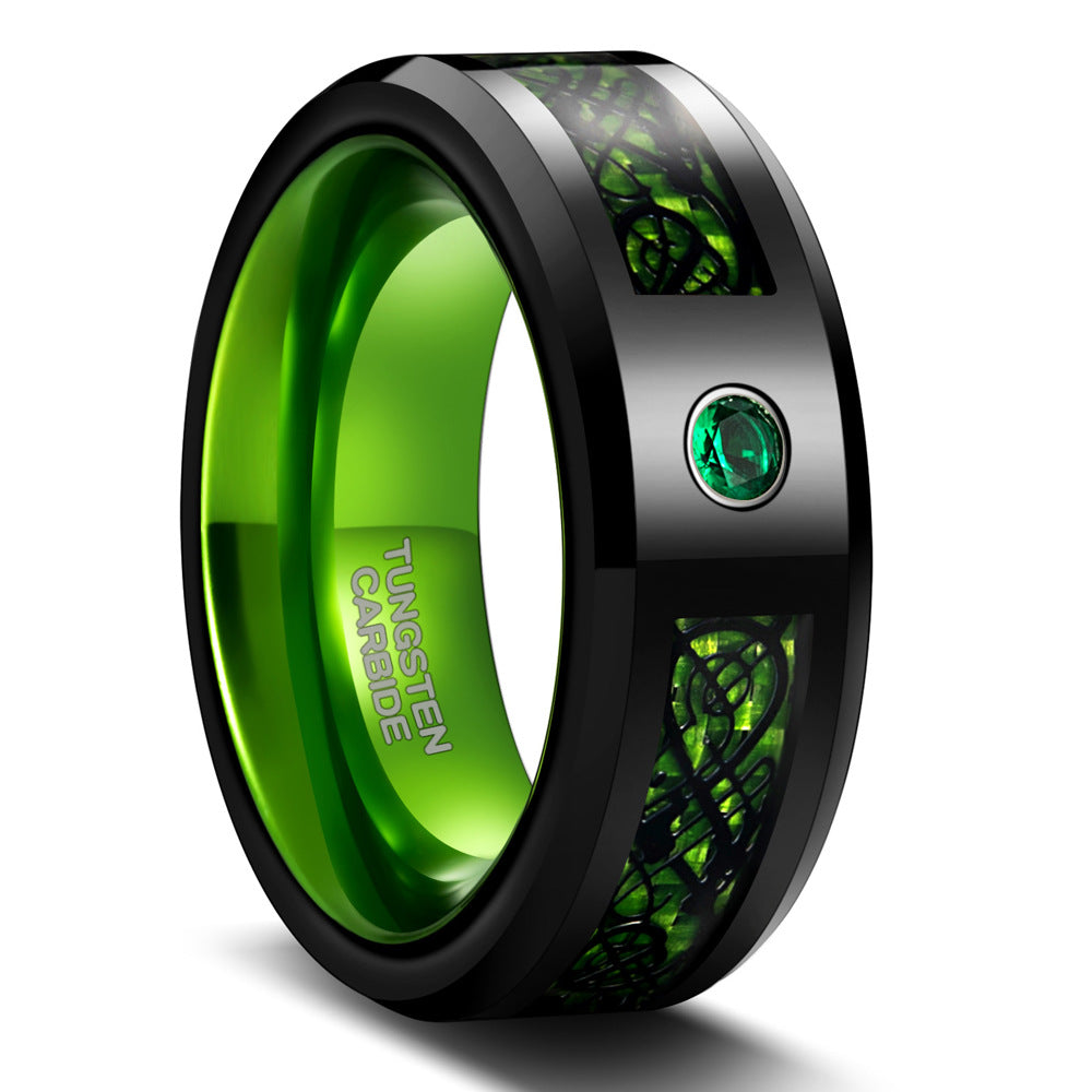 PIOWNN® 8mm Wolframcarbid-Ring mit Carbonfaser - Industrieller Herrenschmuck