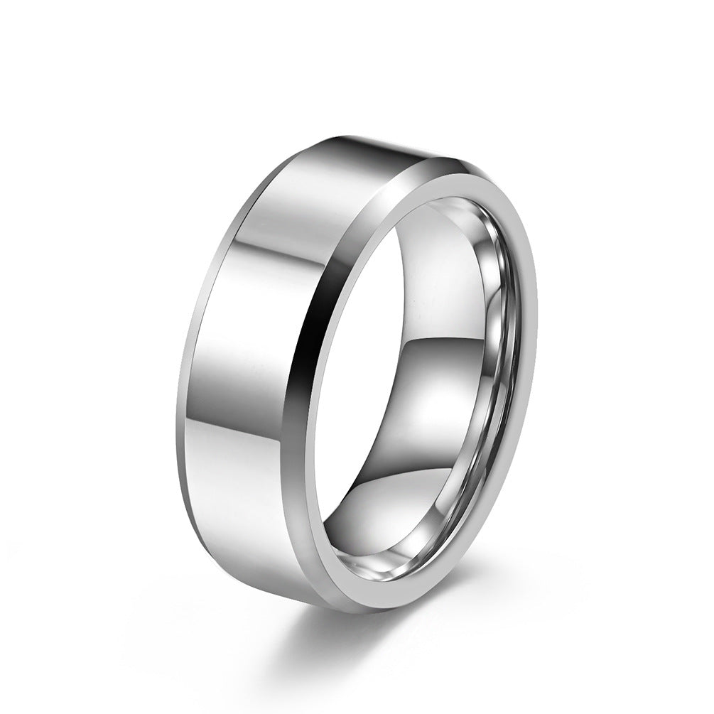 Wolframcarbid-Ring mit doppeltem Schrägschnitt – Hochglanz & Zeitlos