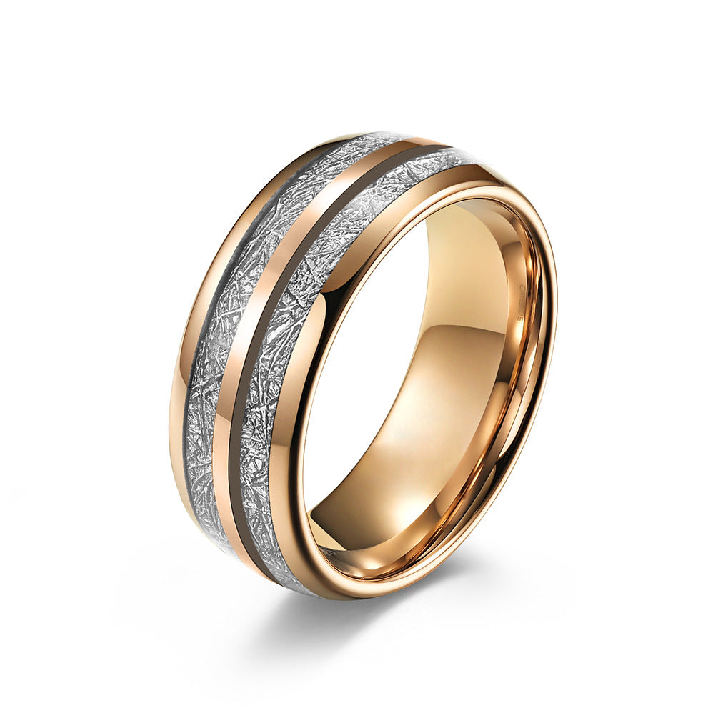 Wolframcarbid-Paarring mit Doppelrillen & Cool-Faser-Einlage – Minimalistisches Unisex-Design