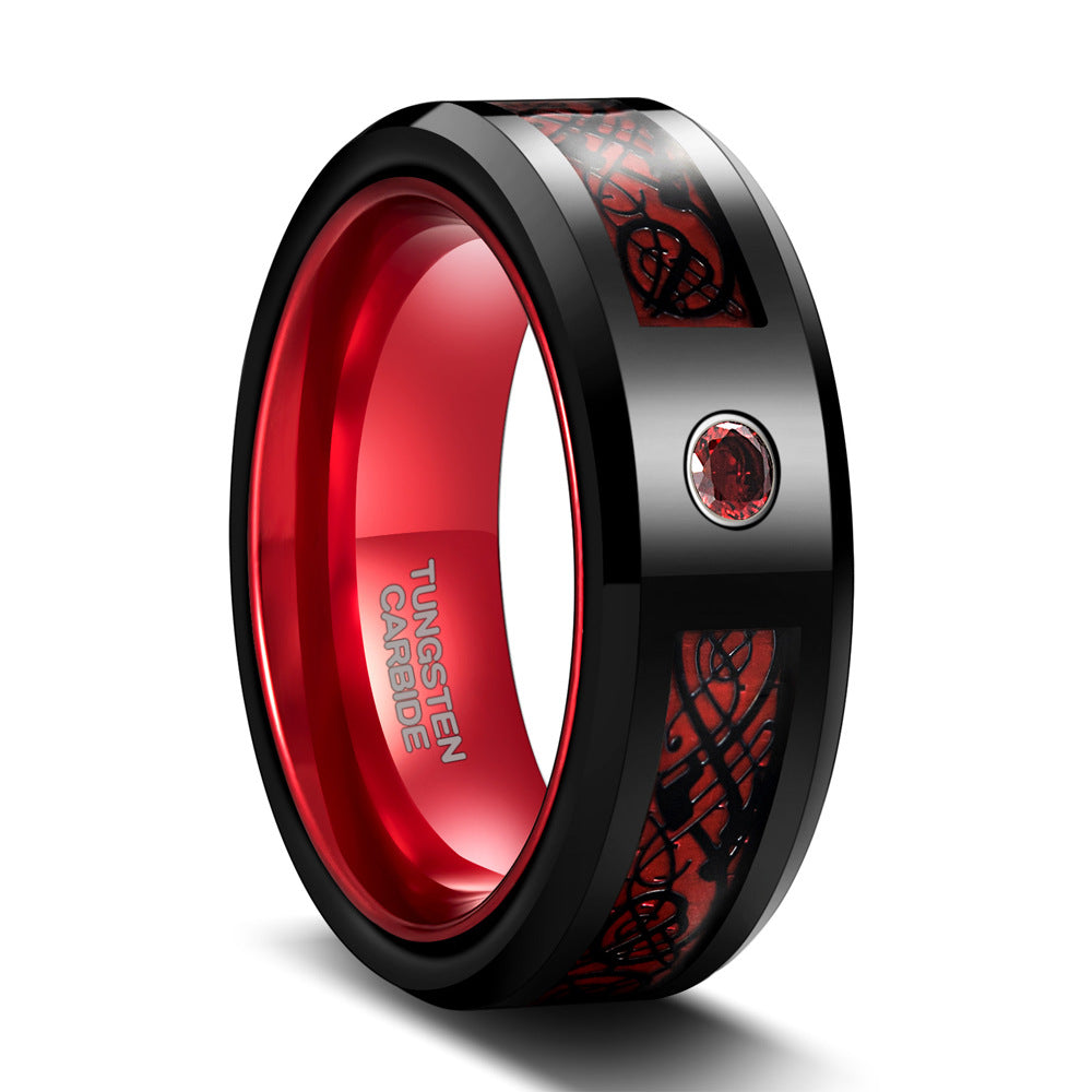 PIOWNN® 8mm Wolframcarbid-Ring mit Carbonfaser - Industrieller Herrenschmuck