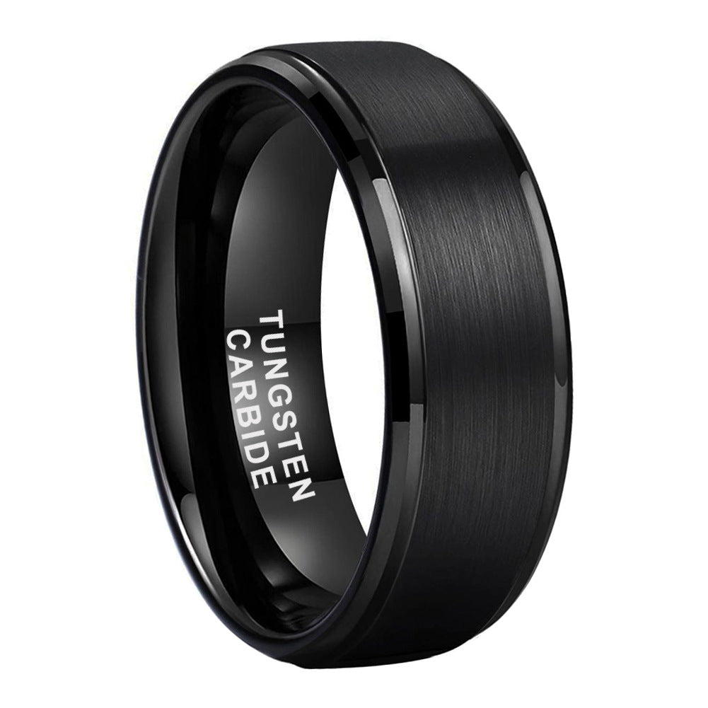 Wolframstahl-Ring mit schwarzer Sandstrahl-Optik (Mittelteil) – Kratzfest & Modern