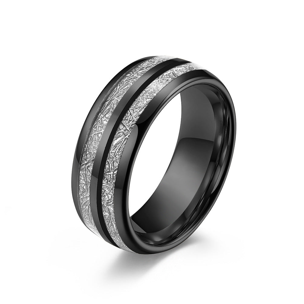 Wolframcarbid-Paarring mit Doppelrillen & Cool-Faser-Einlage – Minimalistisches Unisex-Design