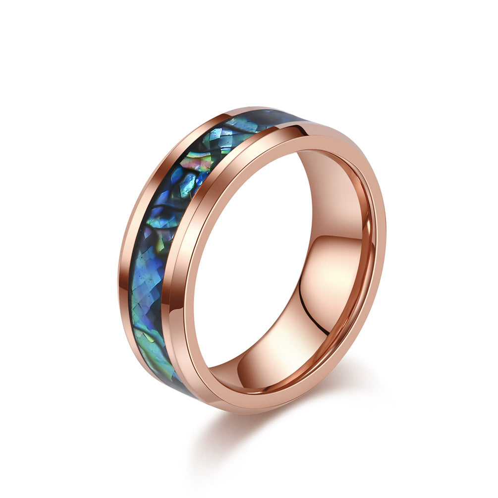 Wolframkarbid Paarringe mit Abalone-Einlage - Edle Partnerringe in Titanoptik - Kratzfeste Hochzeitsringe für Paare - Moderner Unisex-Schmuck