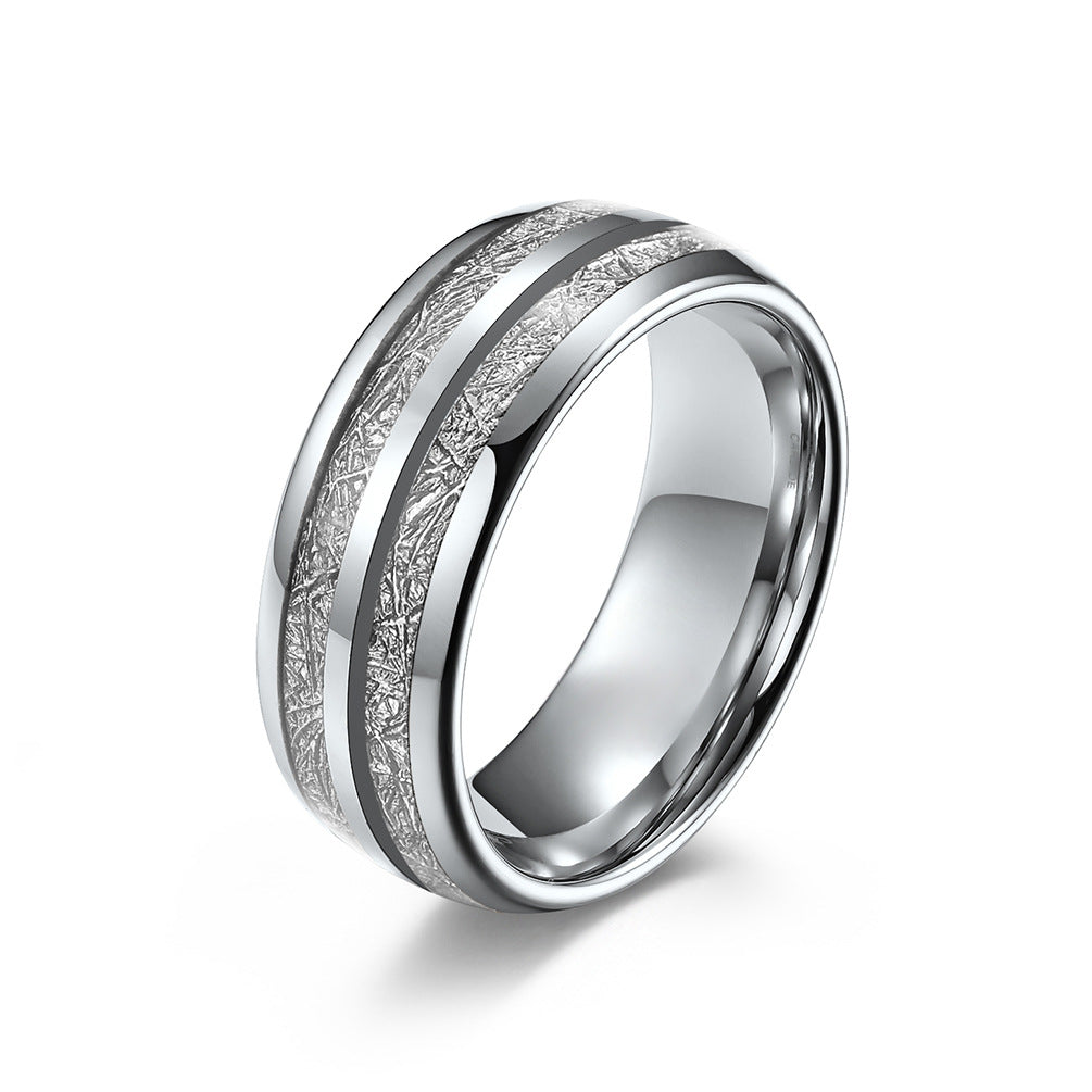 Wolframcarbid-Paarring mit Doppelrillen & Cool-Faser-Einlage – Minimalistisches Unisex-Design