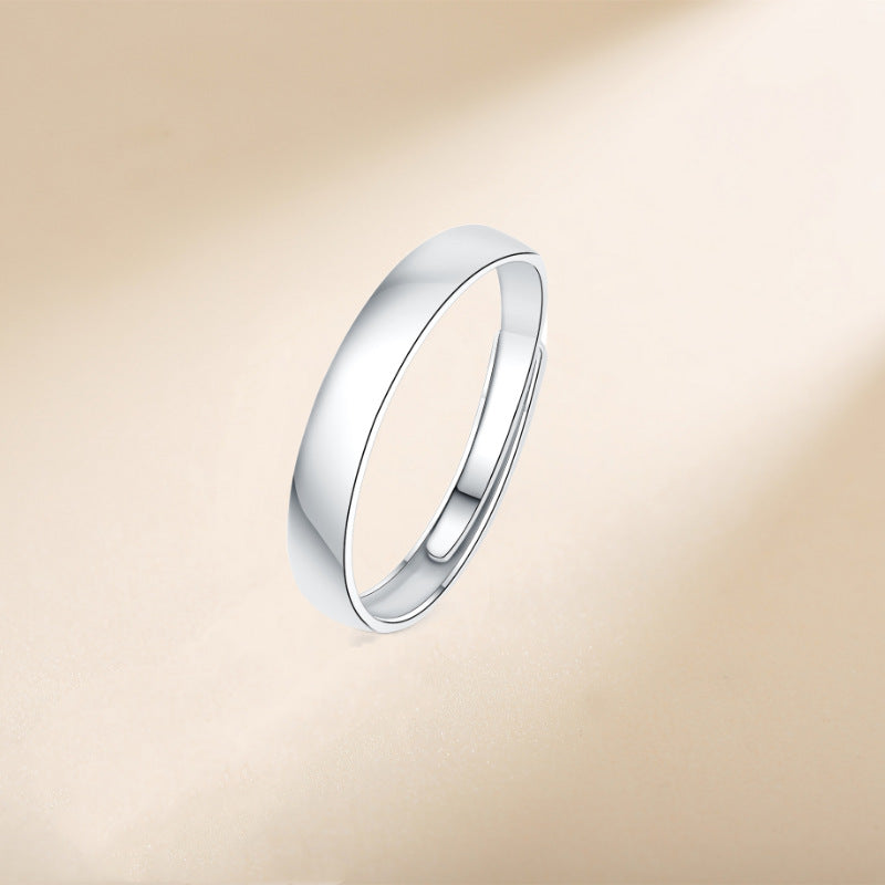 S925 Sterling Silver Couple Rings (6-Prong) - Rhodium-plated white gold look, adjustable & with cubic zirconia