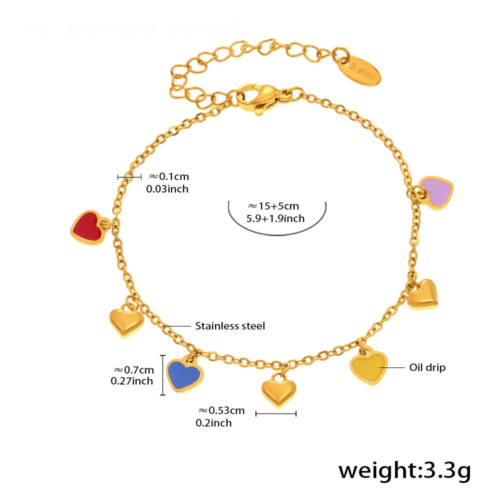 Multicolored Green Heart Collection – 18K gold-plated stainless steel jewelry as a bracelet or necklace (available in gold or silver finish)