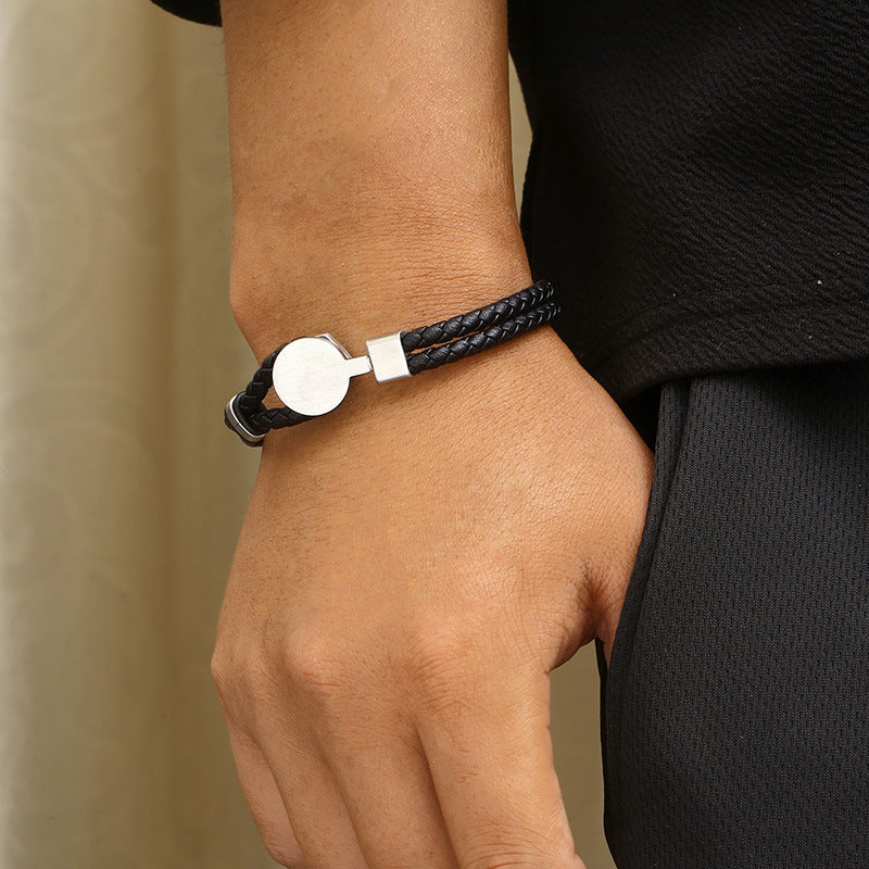 Retro leather bracelet with punk straps – double braided & individual