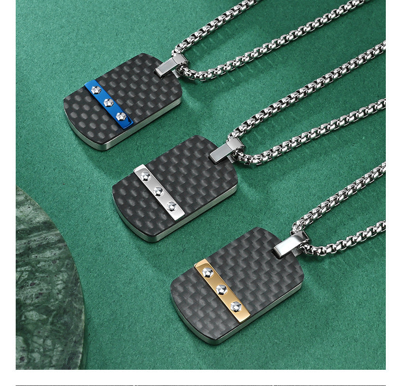Industrial design dog tag | 316L stainless steel with carbon look & hexagon head