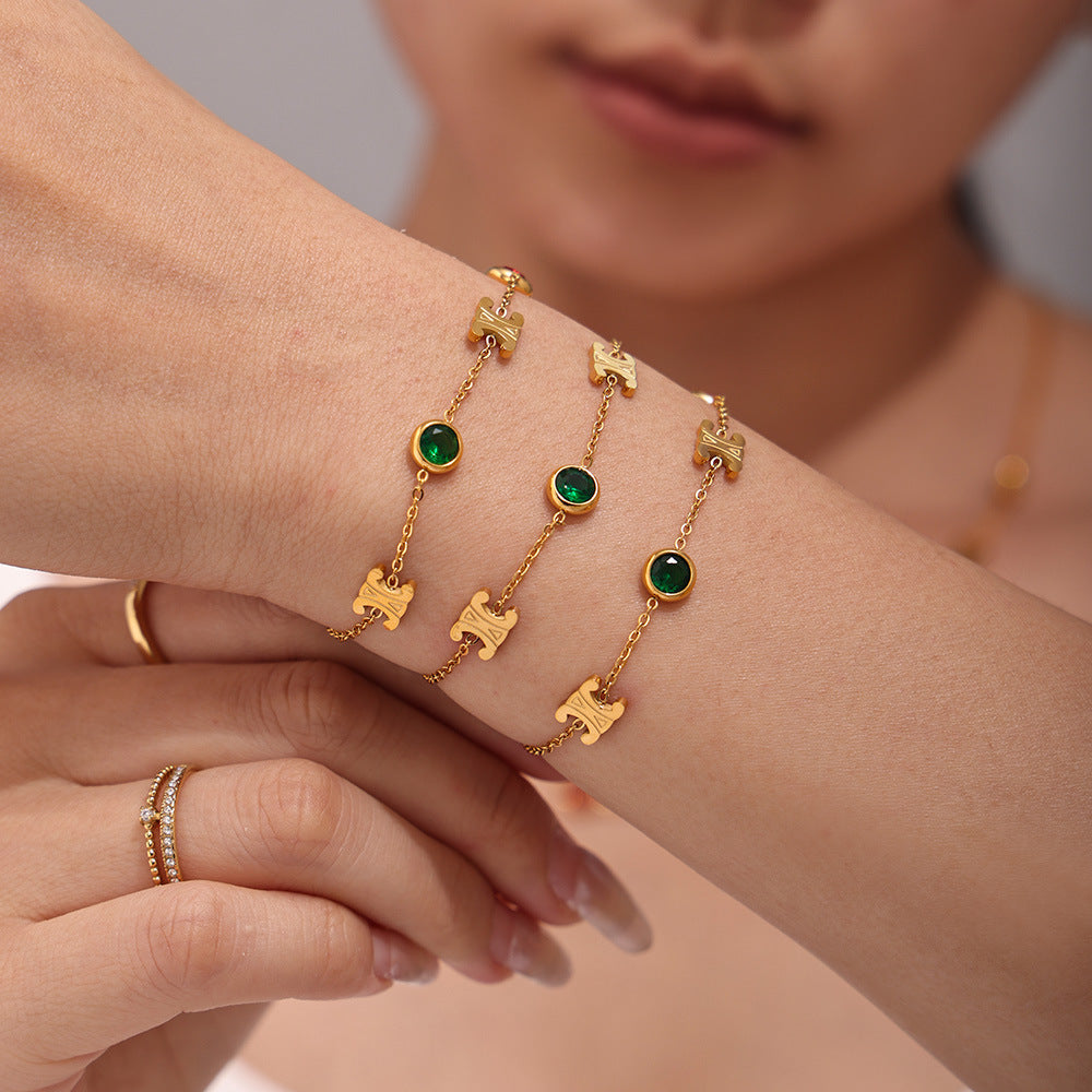 Elegant zircon jewelry set (necklace + bracelet) made of steel - PVD gold-plated in 2 colors | Gold & silver | High-quality women's jewelry gift