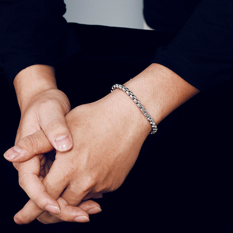 Minimalistisches Herren-Armband aus Edelstahl – Geometrische Eckperlen für Business & Alltag