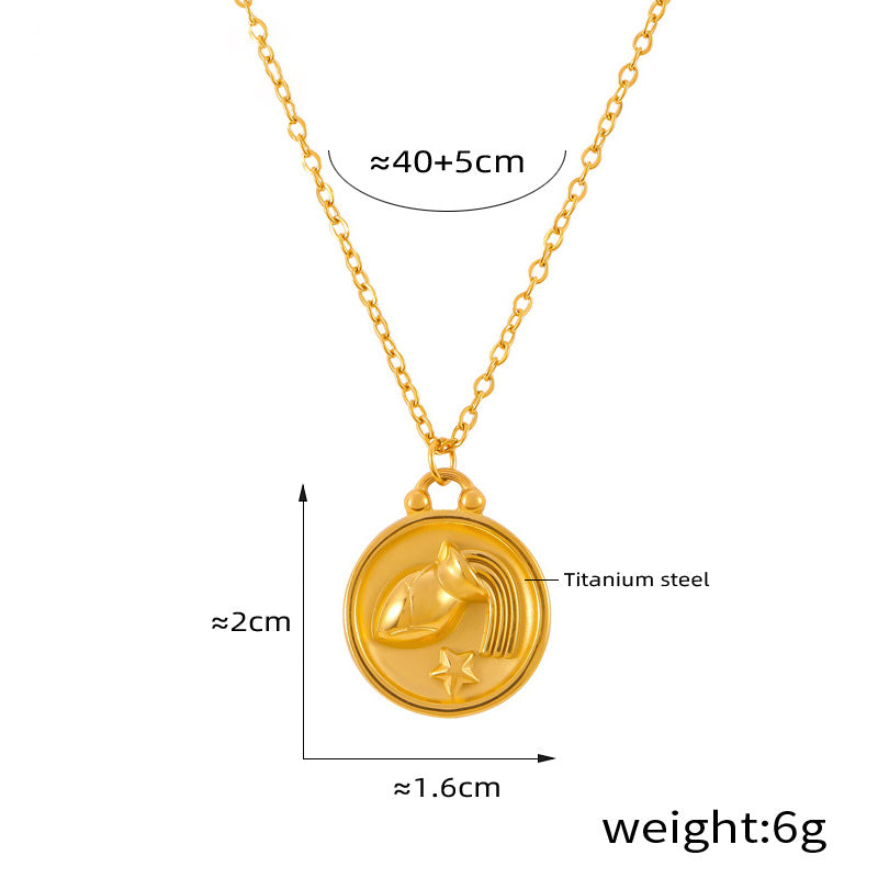 Elegant zodiac medallion with relief – timeless unisex necklace classic