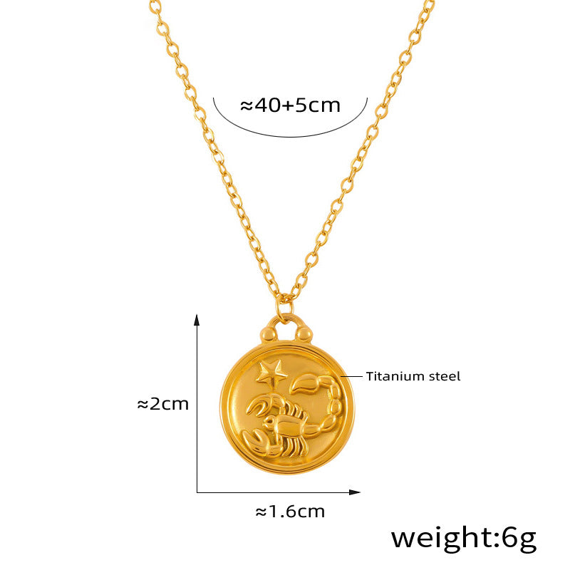 Elegant zodiac medallion with relief – timeless unisex necklace classic