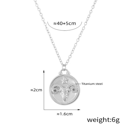 Elegant zodiac medallion with relief – timeless unisex necklace classic