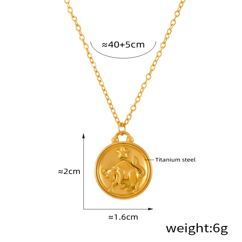 Elegant zodiac medallion with relief – timeless unisex necklace classic