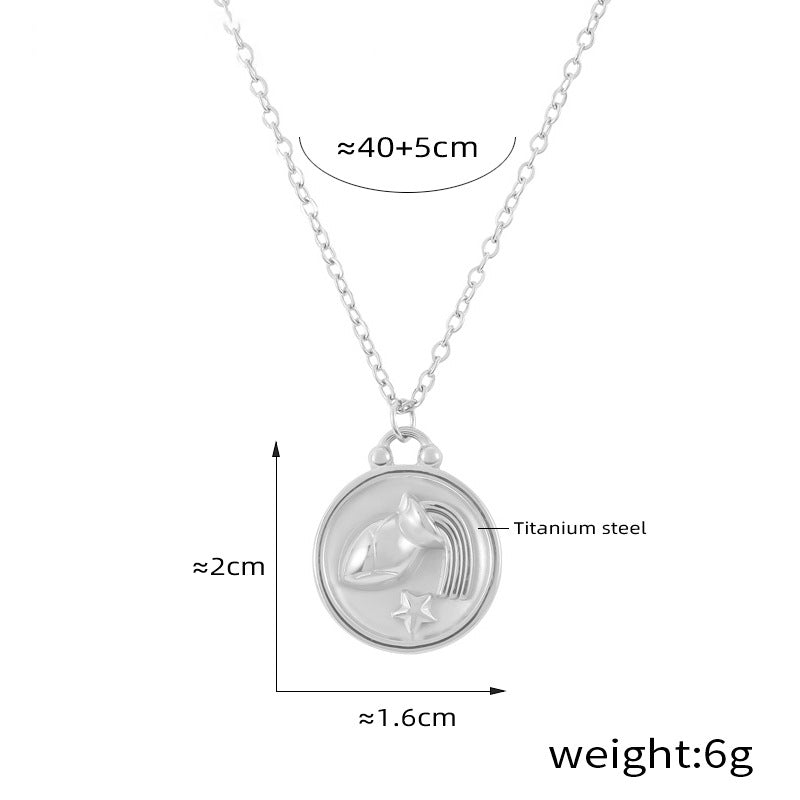 Elegant zodiac medallion with relief – timeless unisex necklace classic