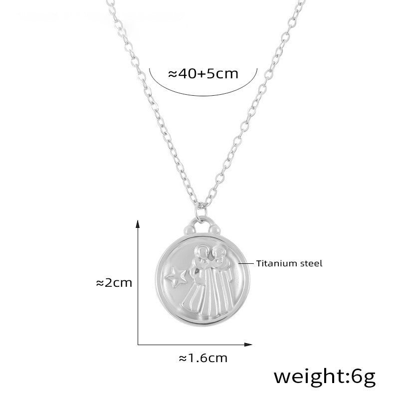 Elegant zodiac medallion with relief – timeless unisex necklace classic