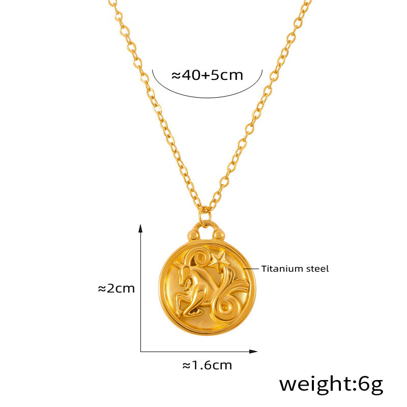 Elegant zodiac medallion with relief – timeless unisex necklace classic