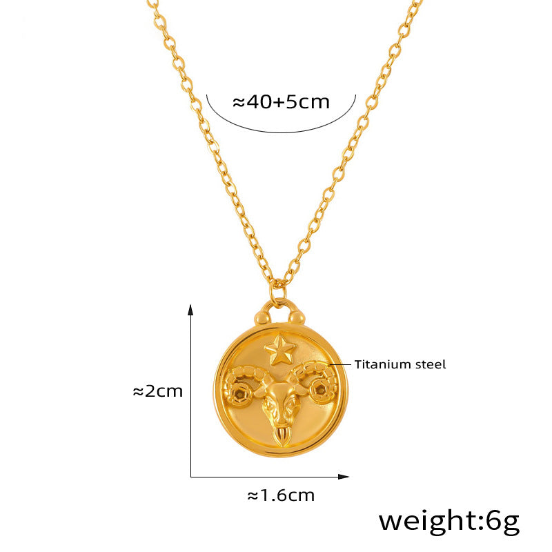 Elegant zodiac medallion with relief – timeless unisex necklace classic