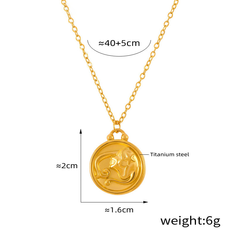 Elegant zodiac medallion with relief – timeless unisex necklace classic