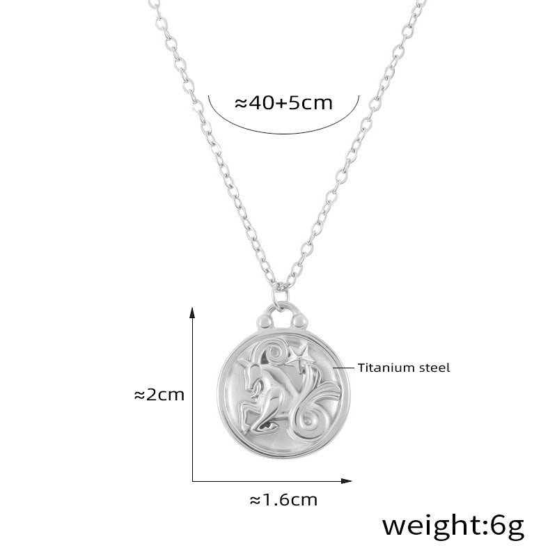 Elegant zodiac medallion with relief – timeless unisex necklace classic