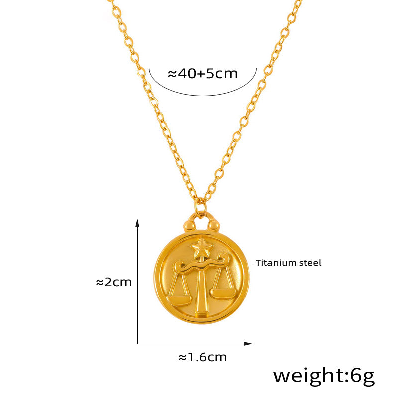 Elegant zodiac medallion with relief – timeless unisex necklace classic