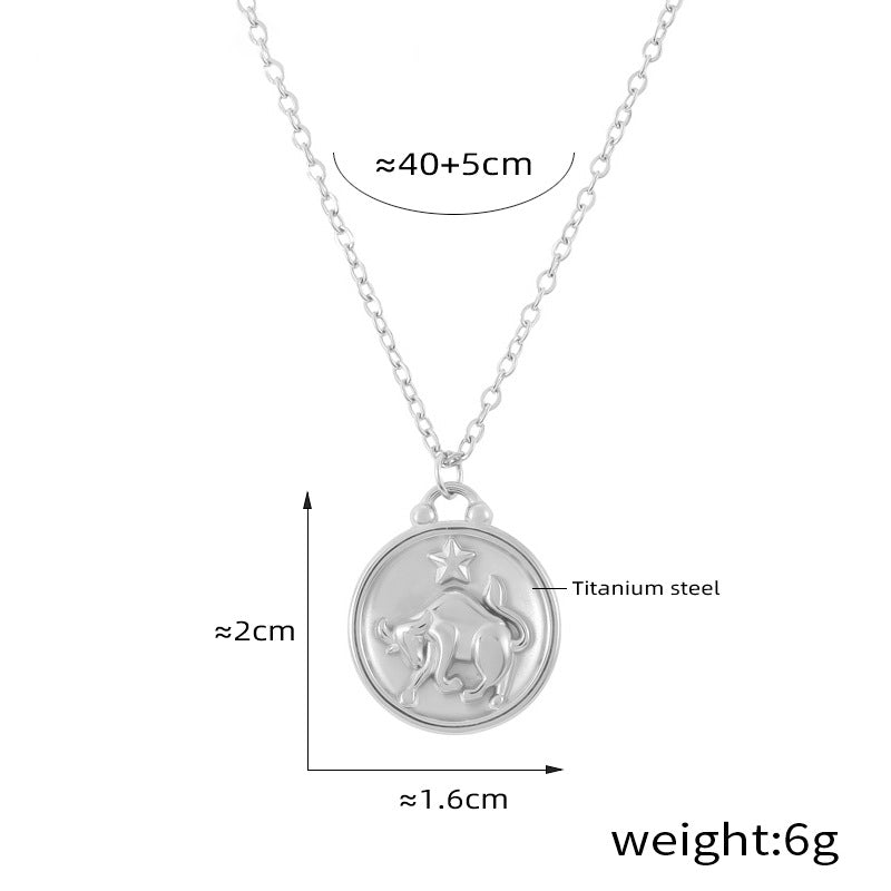 Elegant zodiac medallion with relief – timeless unisex necklace classic