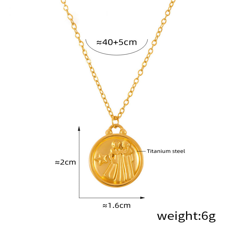 Elegant zodiac medallion with relief – timeless unisex necklace classic