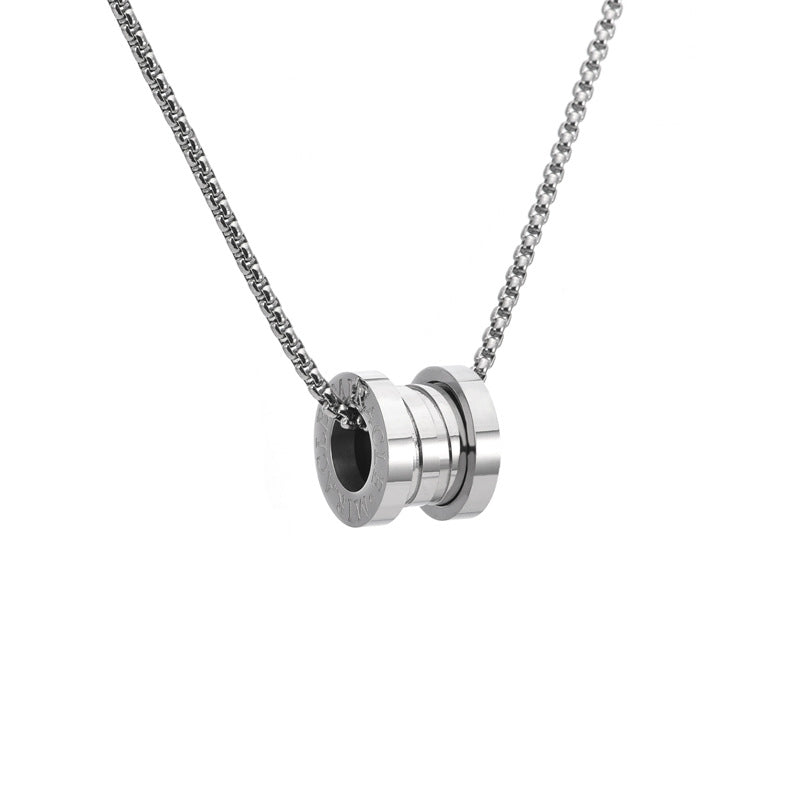Titanium double ring necklace - chic men's jewelry - urban unisex style