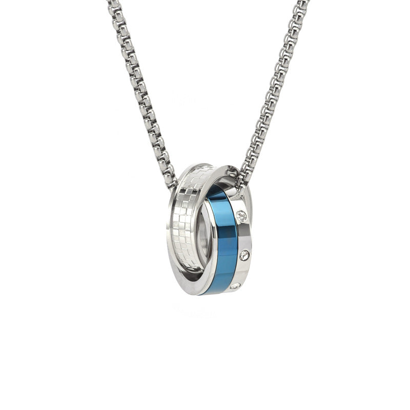Titanium double ring necklace - chic men's jewelry - urban unisex style