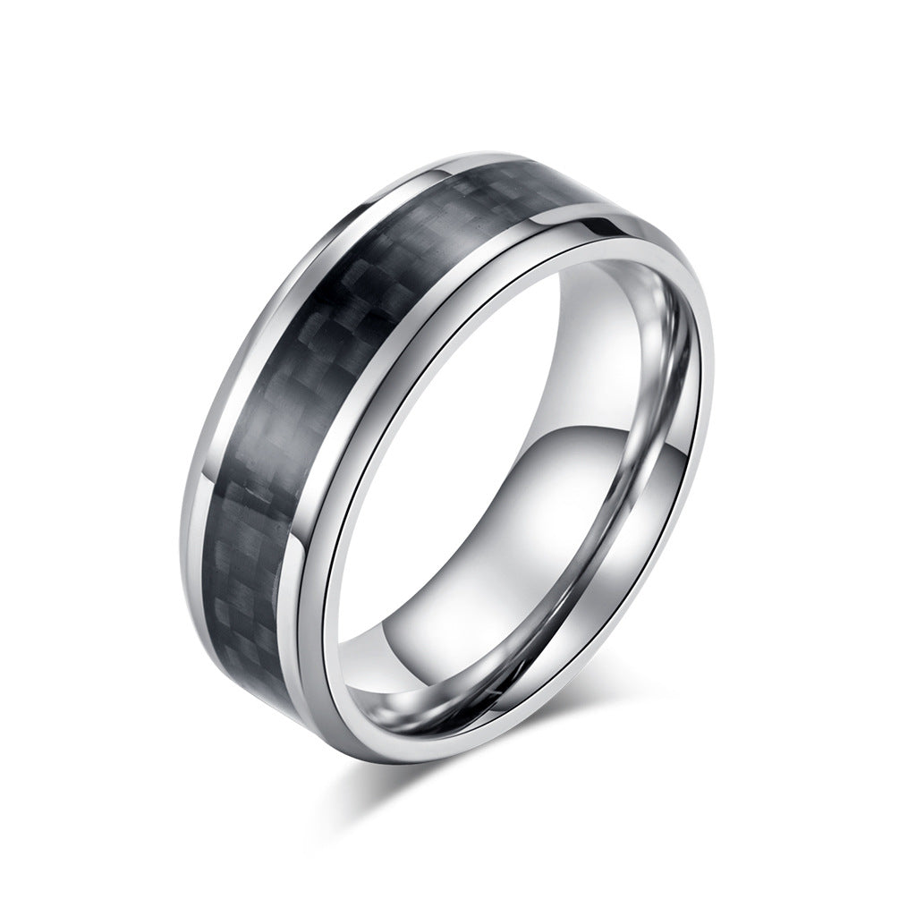 Titanium steel ring with carbon fiber - Modern men's jewelry - Lightweight & high-strength men's ring