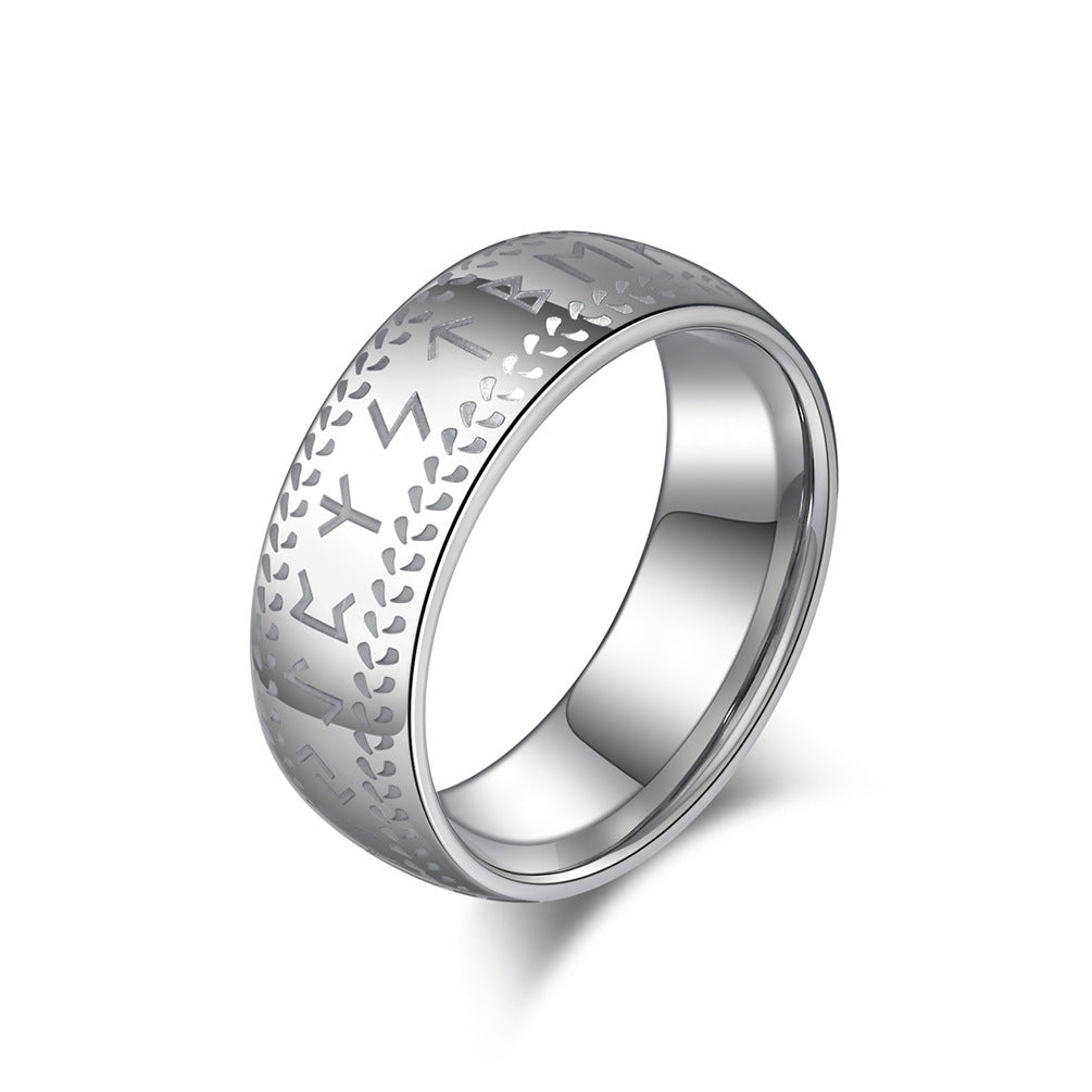 Nordischer Wikinger-Ring aus Wolfram – Mit alten Runen & cleanem Design