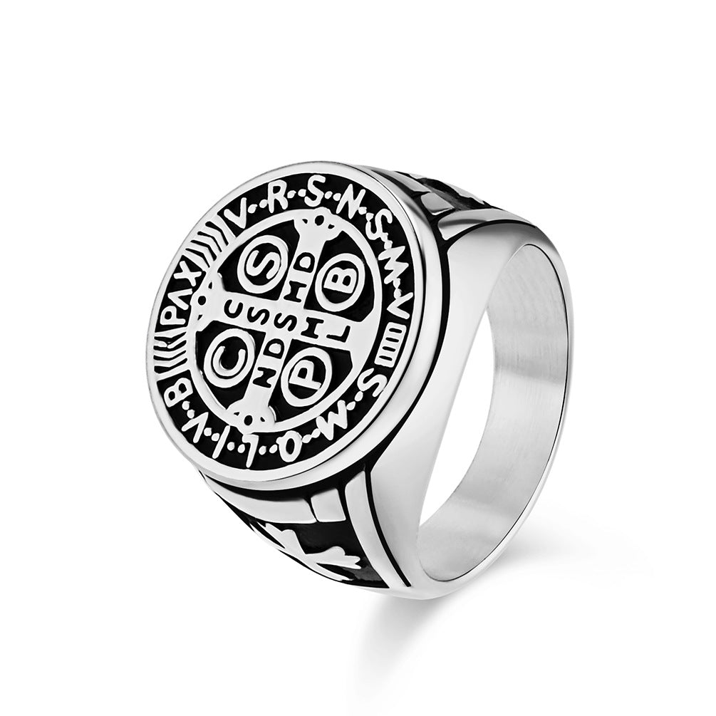 Gothic Cross Ring - Stainless Steel Men's Jewelry with Occult Design - Punk & Rock Accessory
