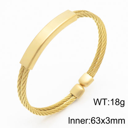 Open men's bracelet made of stainless steel – braided wire rope with twisted look