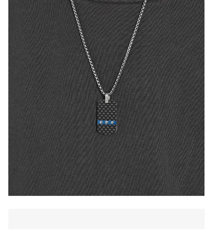 Industrial design dog tag | 316L stainless steel with carbon look &amp; hexagon head