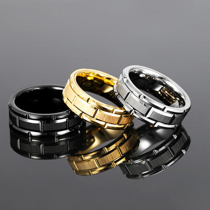 Wolframring mit Radfelgen-Design