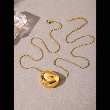 Minimalist round pendant necklace – 18K real gold plating or stainless steel look (optional)