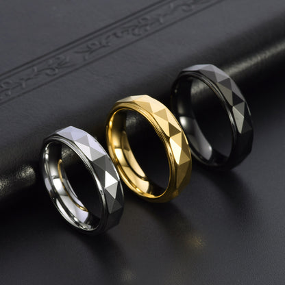 Herrenring aus Wolframcarbid mit diamantgeschliffener Oberfläche – 6 mm, gravurfähig, in Gold / Silber / Schwarz erhältlich