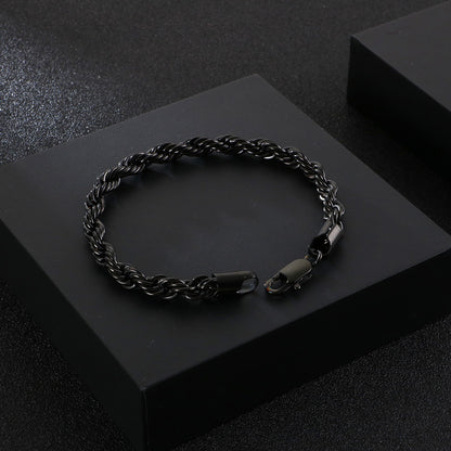 Men's bracelet made of 18k gold-plated stainless steel - braided twisted rope design