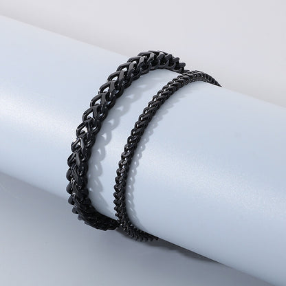 Minimalist Cuban chain bracelets for couples – with textured swirl pattern and high-gloss finish