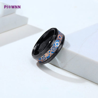Moderner Wolframcarbid-Ring mit Zahnrad-Design – Industrieller Chic