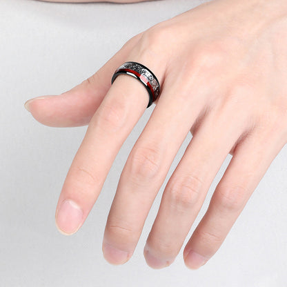 8mm Wolfram-Ring – Gebogene Form, Gitarrensaiten-Design, geschwärzt