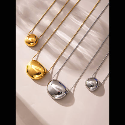 Minimalist round pendant necklace – 18K real gold plating or stainless steel look (optional)