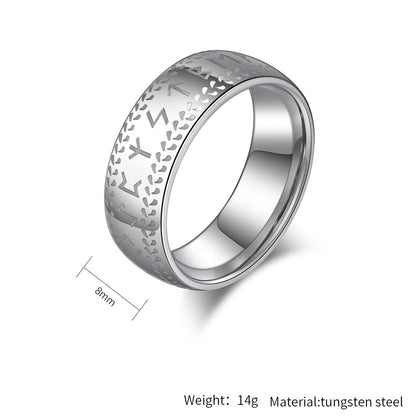 Nordischer Wikinger-Ring aus Wolfram – Mit alten Runen & cleanem Design
