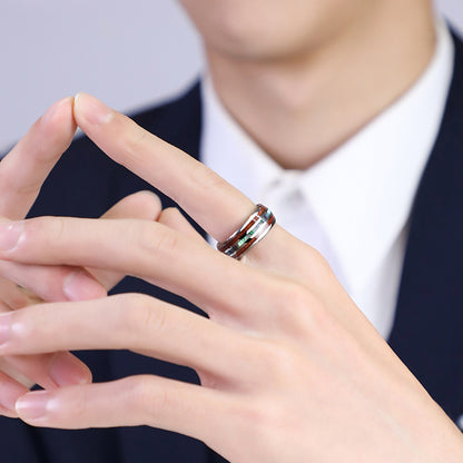 Natur-Inspirierter Wolframcarbid-Ring – Perlmutt & Edelholz in 8mm Breite